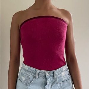 Pink Velvet Lined Cotton Bandeau Top
